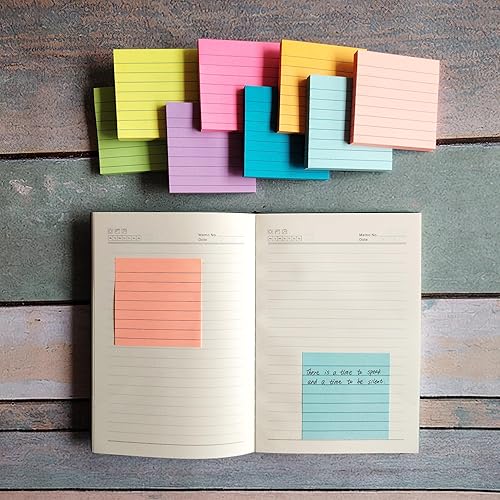 Miniatura 6 de Notas adhesivas forradas de 3 x 3 pulgadas, 8 blocs de notas autoadhesivas de colores brillantes, blocs de notas de poder superadherentes, 8 blocs,