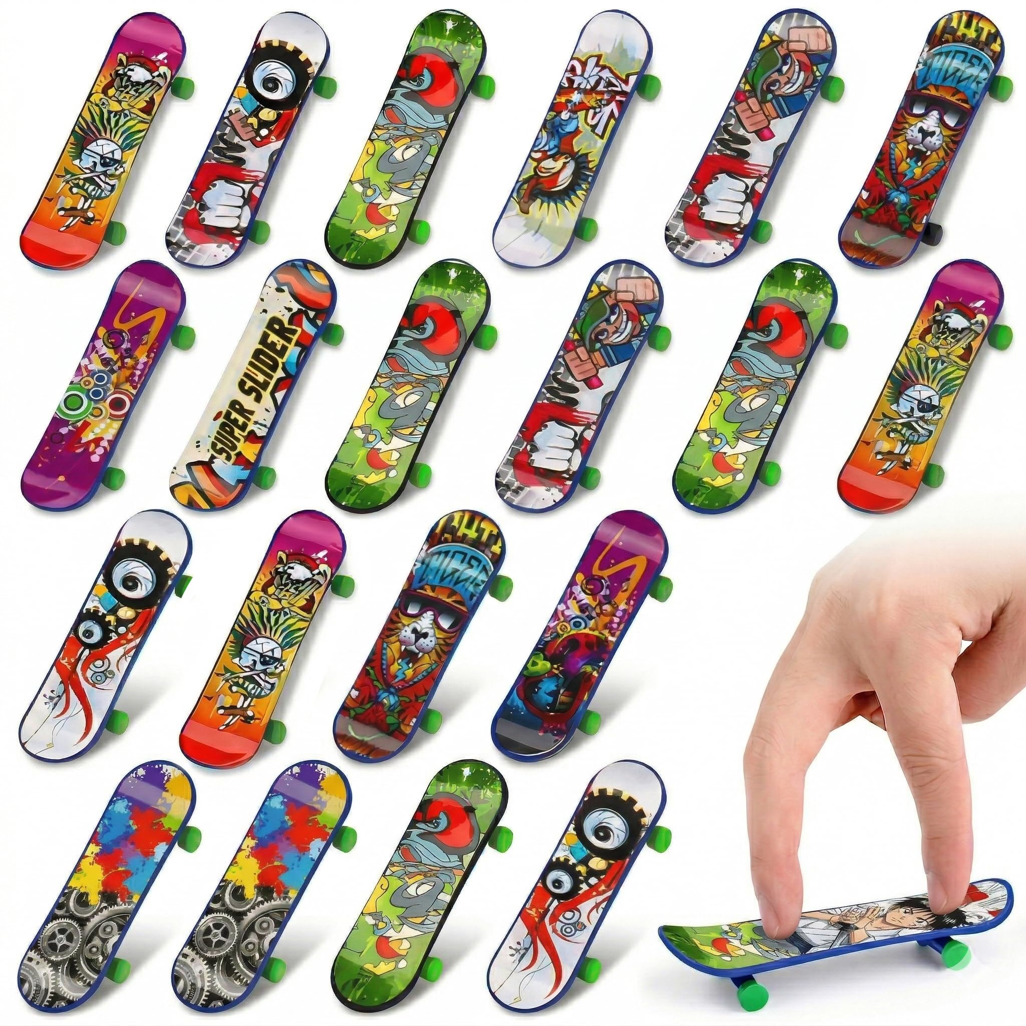20 Pezzi Mini Skateboard da Dita Modello Casuale Finger Skateboards per Bambini, Giocattolo in Lega, per Giocare o Come Decorazione, per Bambini Compleanno Festa Regalino