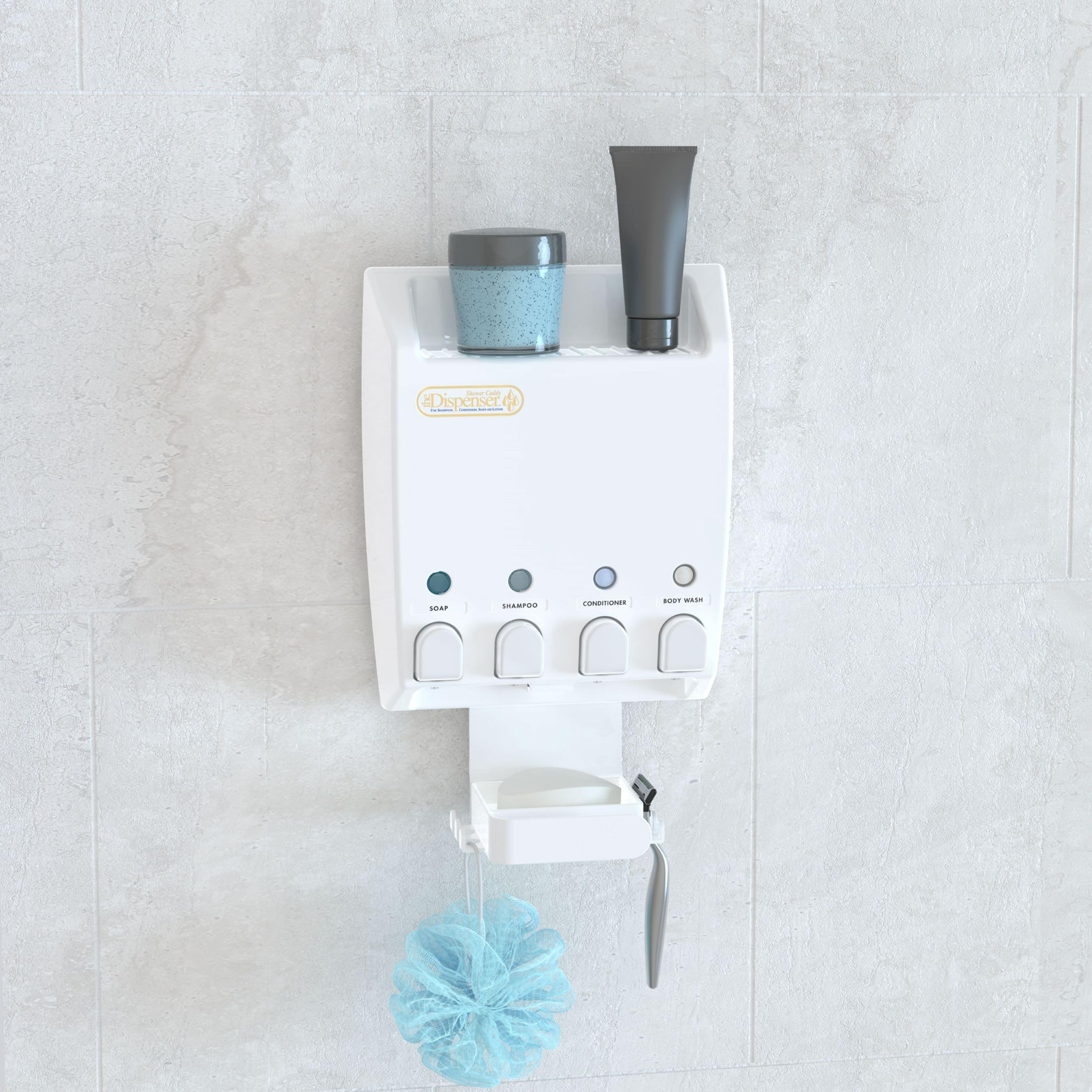Better Living Products 75453 Ulti-Mate 4 White Dispenser mit Dusche Caddy