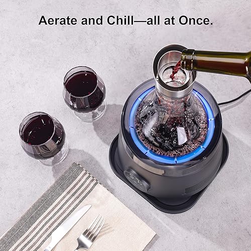 Miniatura 8 de Cobalance Decantador eléctrico de vino con aireador integrado, enfriador de botellas de 50 onzas y jarra, mantiene fresco las 24 horas, perfecto