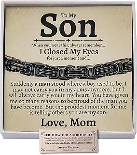 Sentimental Son Cuban Stainless Steel Bracelet, Son Gifts from Mom, Mother to Son Gifts, Gifts for Son Birthday, Unique Gifts for Son from Mother