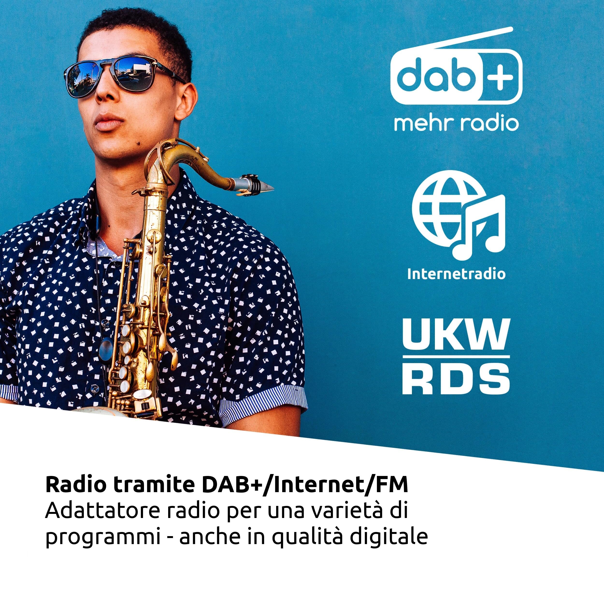 TechniSat DIGITRADIO 10 IR - adattatore radio DAB+ e Internet (WLAN, display a colori,Bluetooth, telecomando, sveglia, cavo di collegamento audio, per l'aggiornamento di impianti hi-fi esistenti)