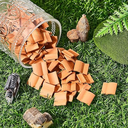 Miniatura 4 de Charniol 200 azulejos de techo en miniatura a escala 1:12, tejas realistas para casa de muñecas para el techo, accesorios de casa de muñecas para