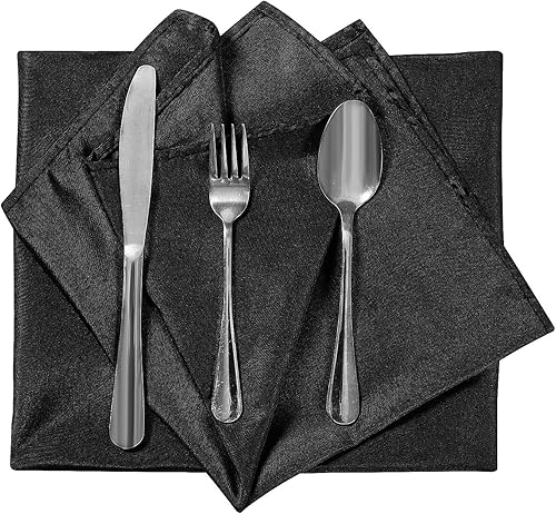 Miniatura 4 de Cloth Napkins 17x17 inch Washable Polyester Dinner Napkins Soft Table Napkins for Wedding Party Dining Banquet(Black,25PCS)
