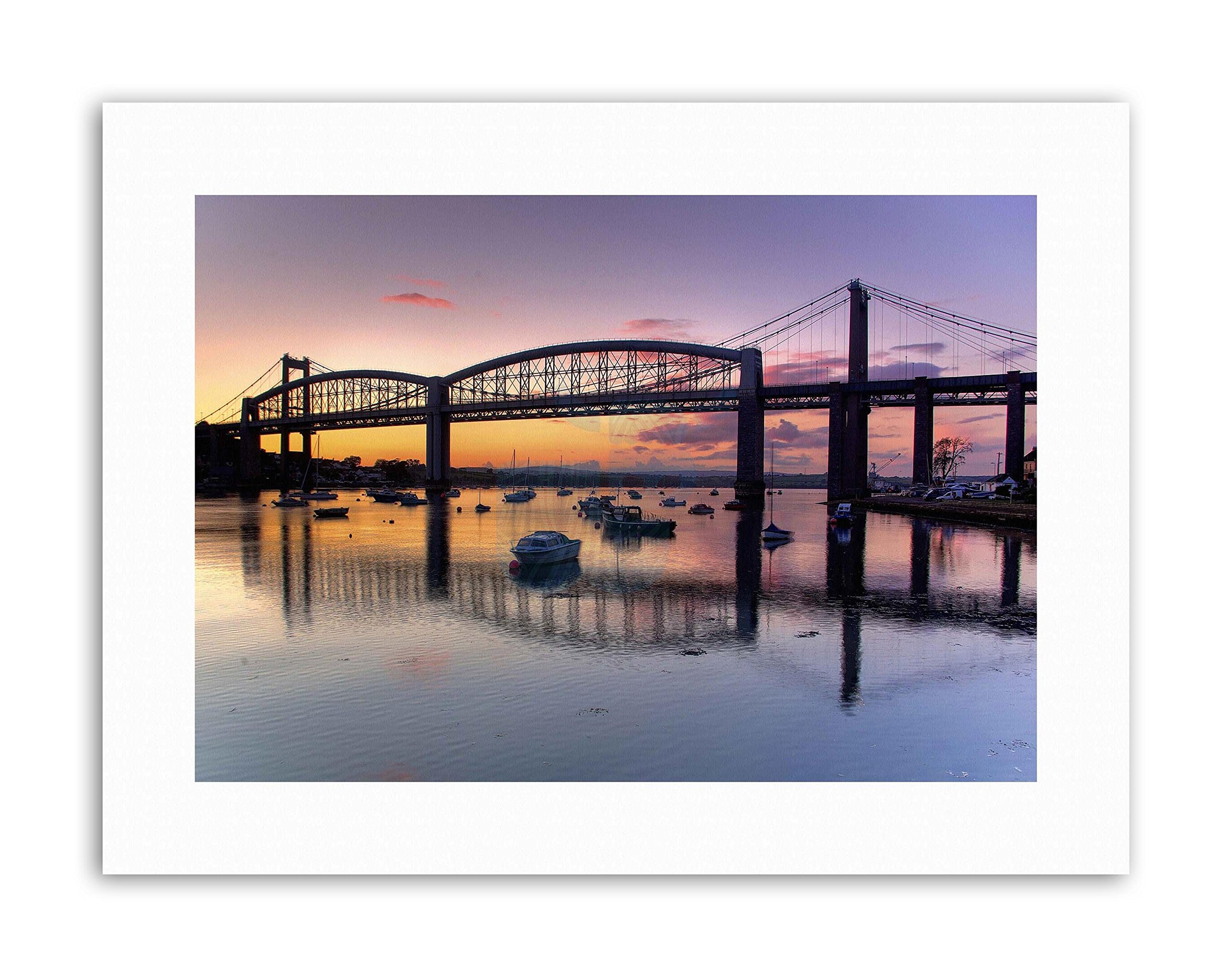 Landscape River Bridge Royal Albert Tamar Plymouth Canvas Art Print