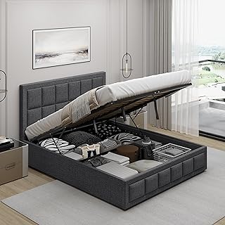 Blisswood Ottoman Bed With Memory Foam Mattress, 4ft Small Double Upholstered Bed Frame, Ottoman Bed With Storage & Wooden Slats Bed Frame (4ft Small Double With Mattress Included)