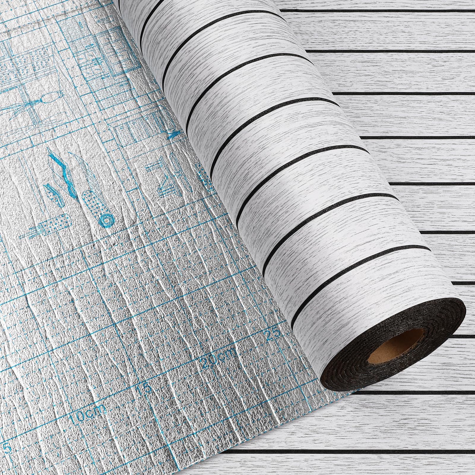 Decotalk Samoprzylepne panele ścienne 3D, do pokoju dziecięcego, 90 x 500 cm, szara, tapeta samoprzylepna, drewniane panele ścienne, miękkie, pogrubione, drewniane panele ścienne, dekoracja ścienna