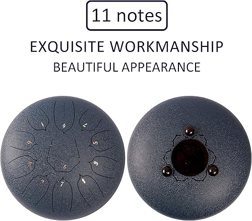 Miniatura 2 de Tambor de lengua de acero de 12 pulgadas, 11 notas para adultos, instrumento etéreo de metal para meditación y yoga con libro de música, mazos y