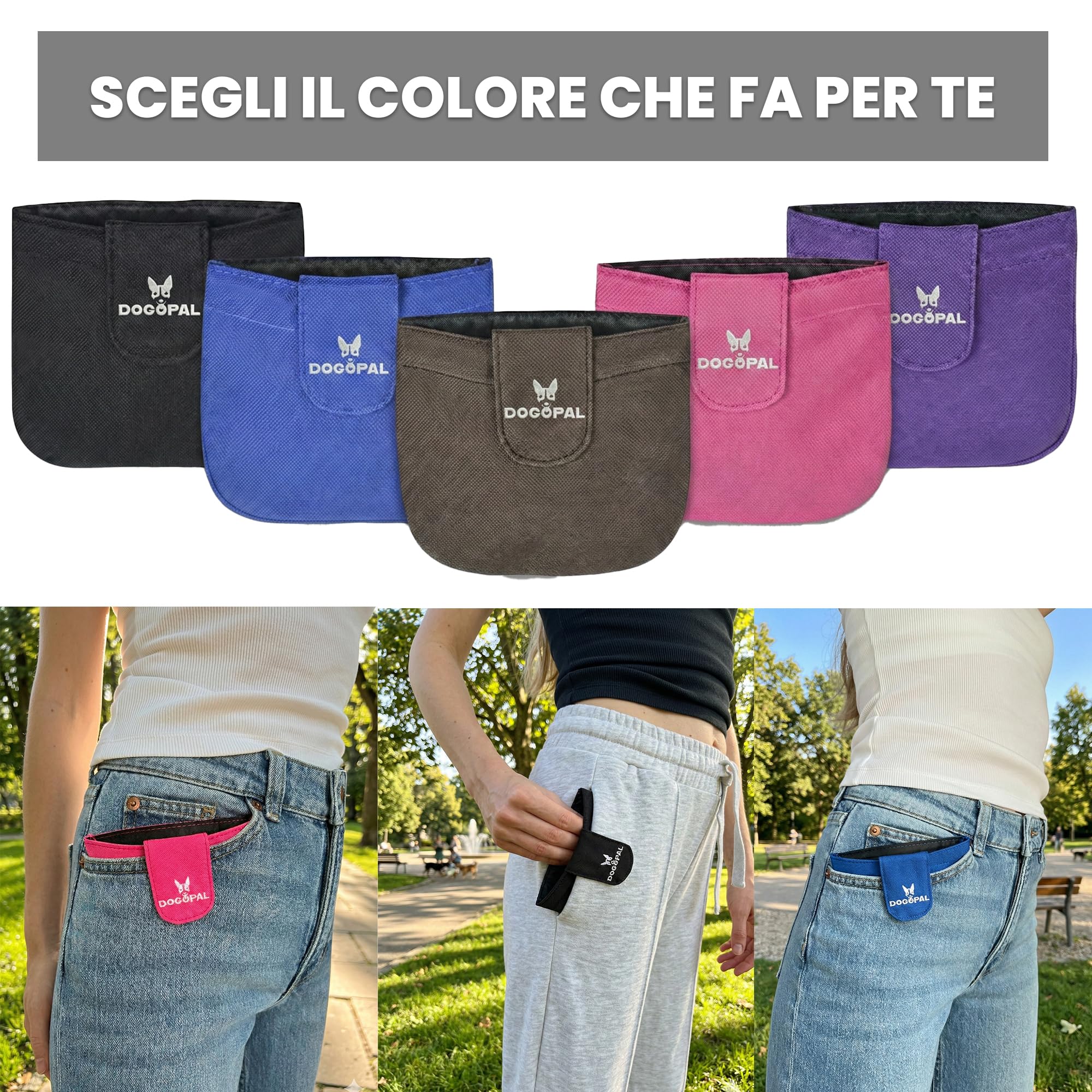 DOGOPAL Porta Premietti per Cani con Chiusura Magnetica, Porta Snack da Tasca per Addestramento, Sacchetto Porta Crocchette Compatto per Passeggiate (Rosa)