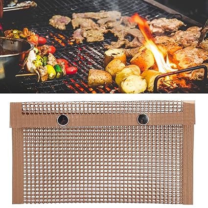 Baking Grill Bag, Baking Mesh Bag, Grill Accessories High Quality for Bake Bread, Hot Dog, Hamburger Easy to Clean 9.4 x 5.5in Charcoal, Gas