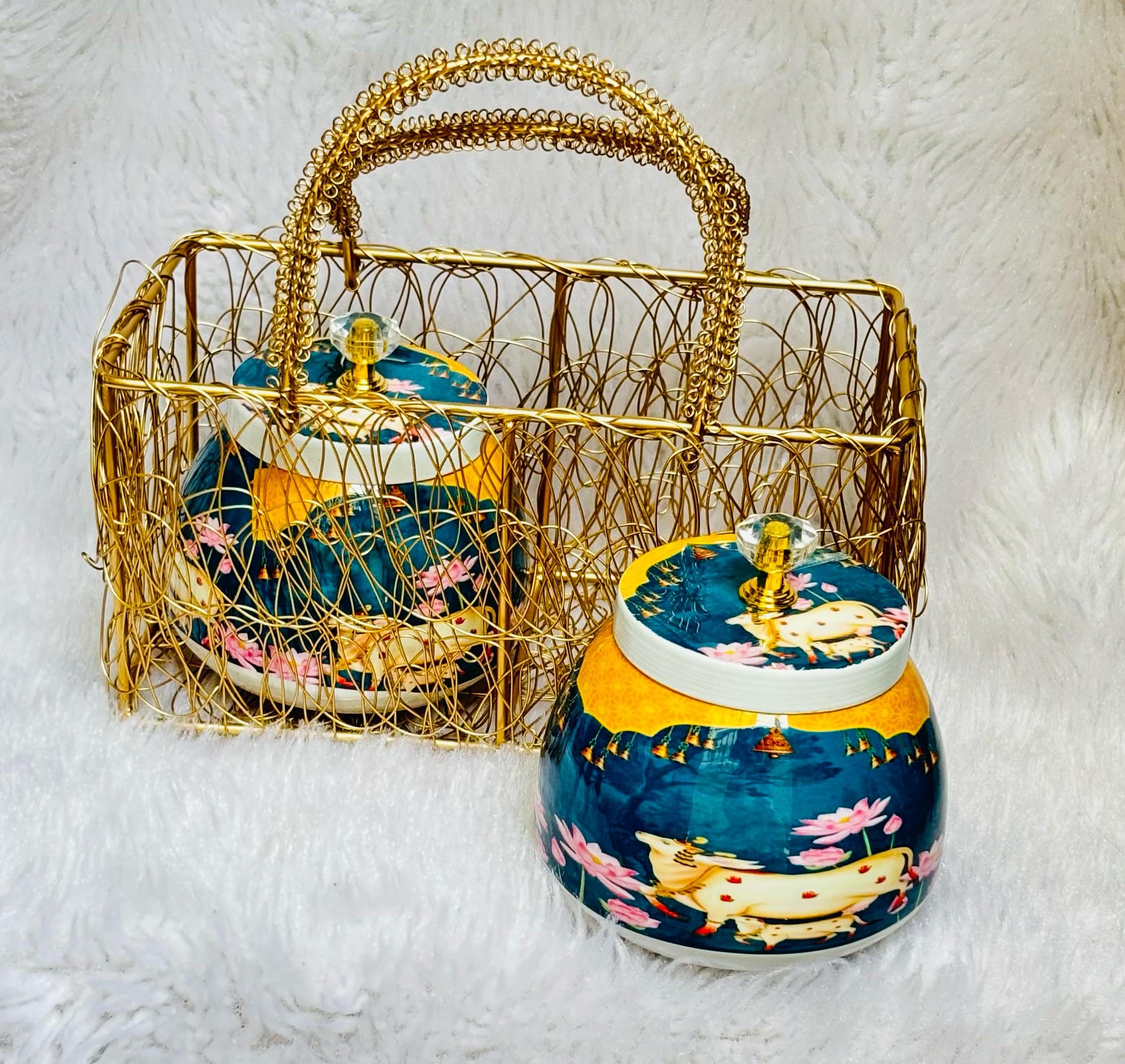 Buy Pichwai Container jar Box Meenakari Design Diwali puja wedding