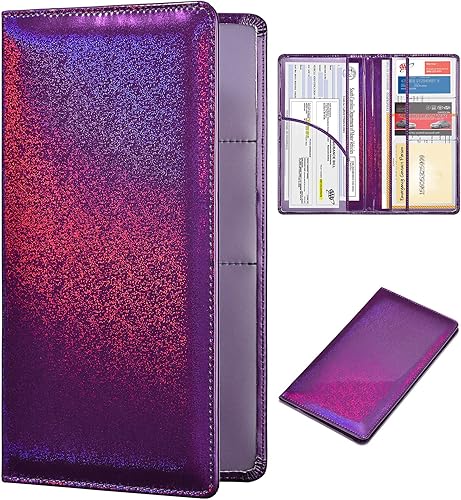 Miniatura 8 de HERRIAT Tarjetero de registro y seguro de automóvil, guantera de cuero para vehículos, documentos de automóvil, organizador para identificación,