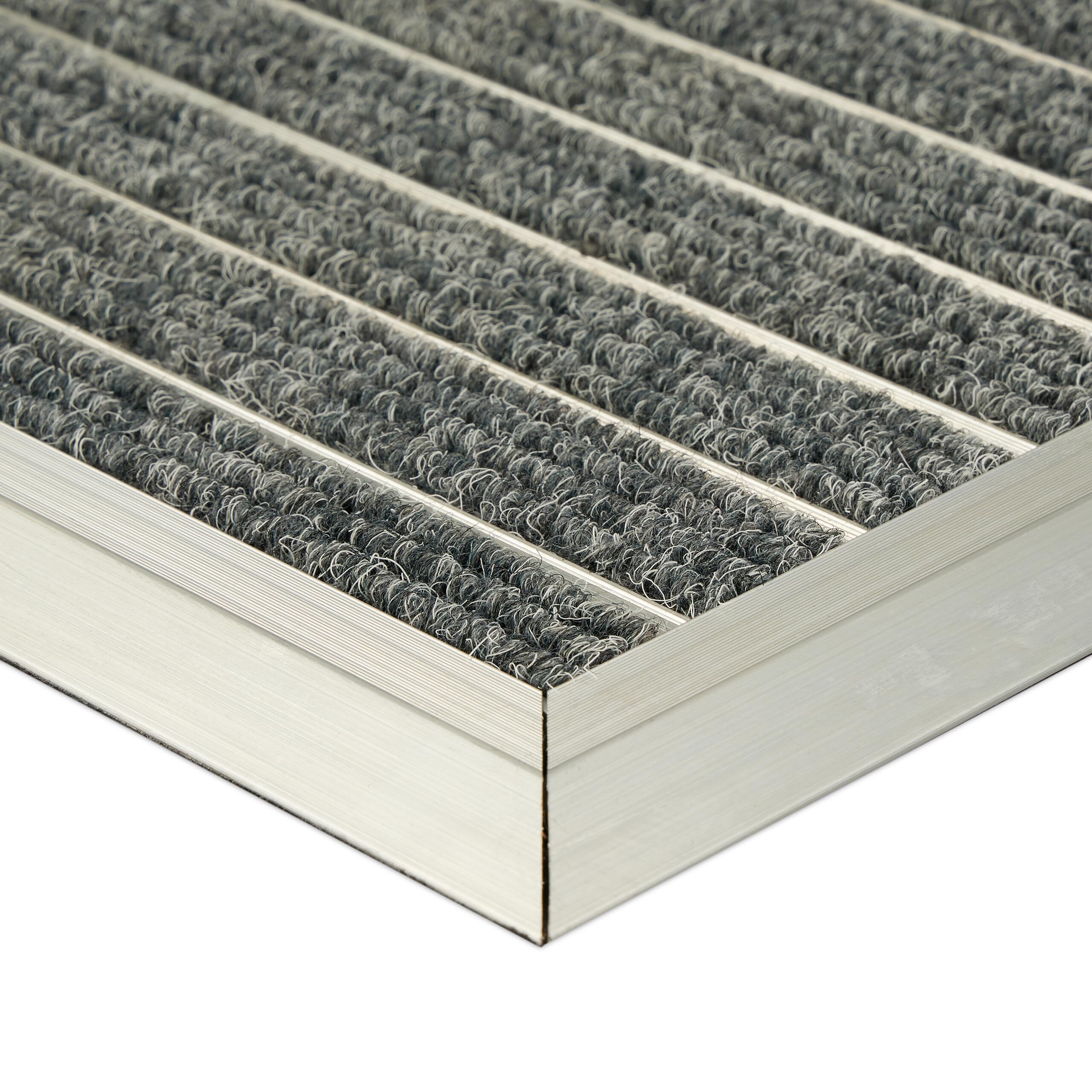 Relaxdays Zerbino in Alluminio 60x40 cm, Tappetino Cattura-Sporco da Esterno, Tappeto Porta Ingresso, Door Mat, Grigio