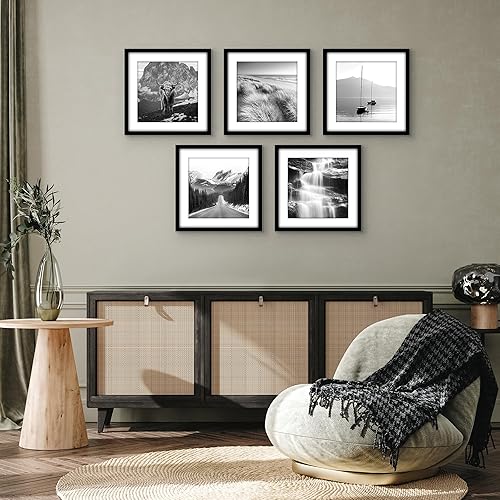 Vista 547 de Americanflat Portarretratos de 5 x 6 pulgadas con plexiglás pulido, juego de 5 portarretratos de 2 x 3 pulgadas con paspartú o para fotos de 5 x 6