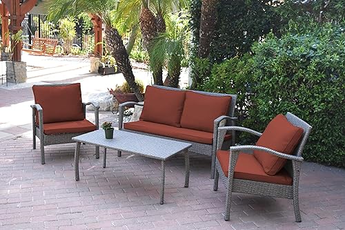 Meredith - Juego de conversación de 4 Peces con cojín rojo ladrillo de 2 pulgadas