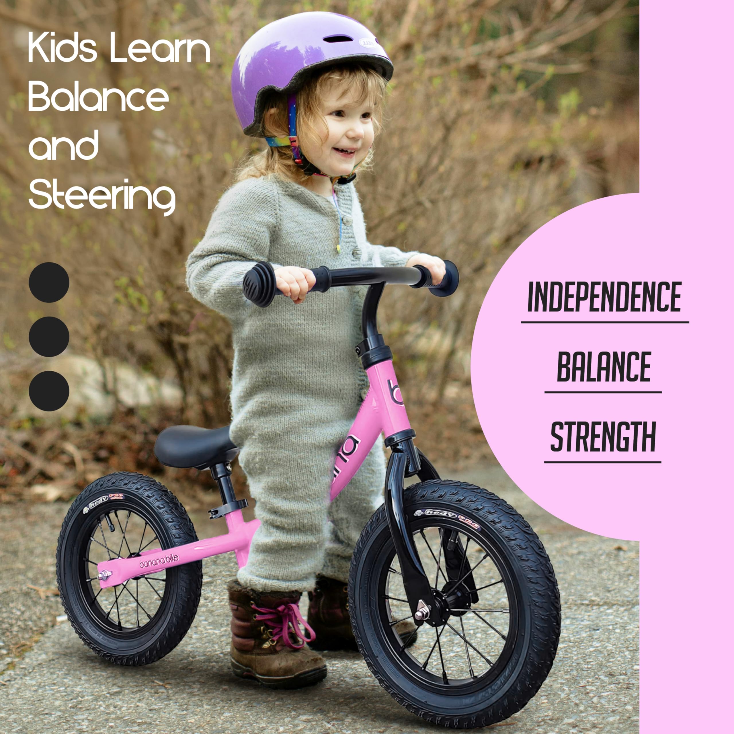 Banana LT Draisienne Enfant 2-5 Ans – Aluminium Léger (3.7kg), Pneus EVA – Guidon Et Siège Réglables – Vert