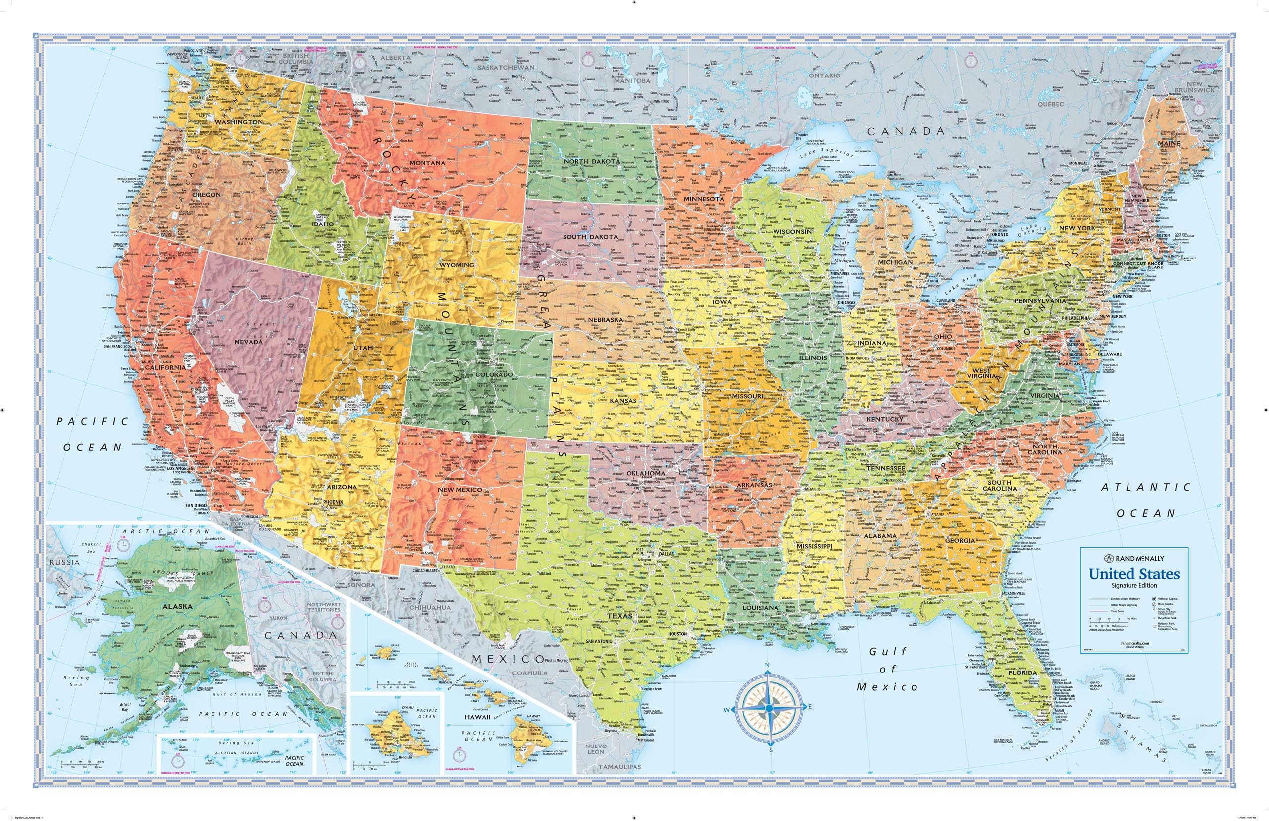 Signature US Lamintated Rolled Wall Map