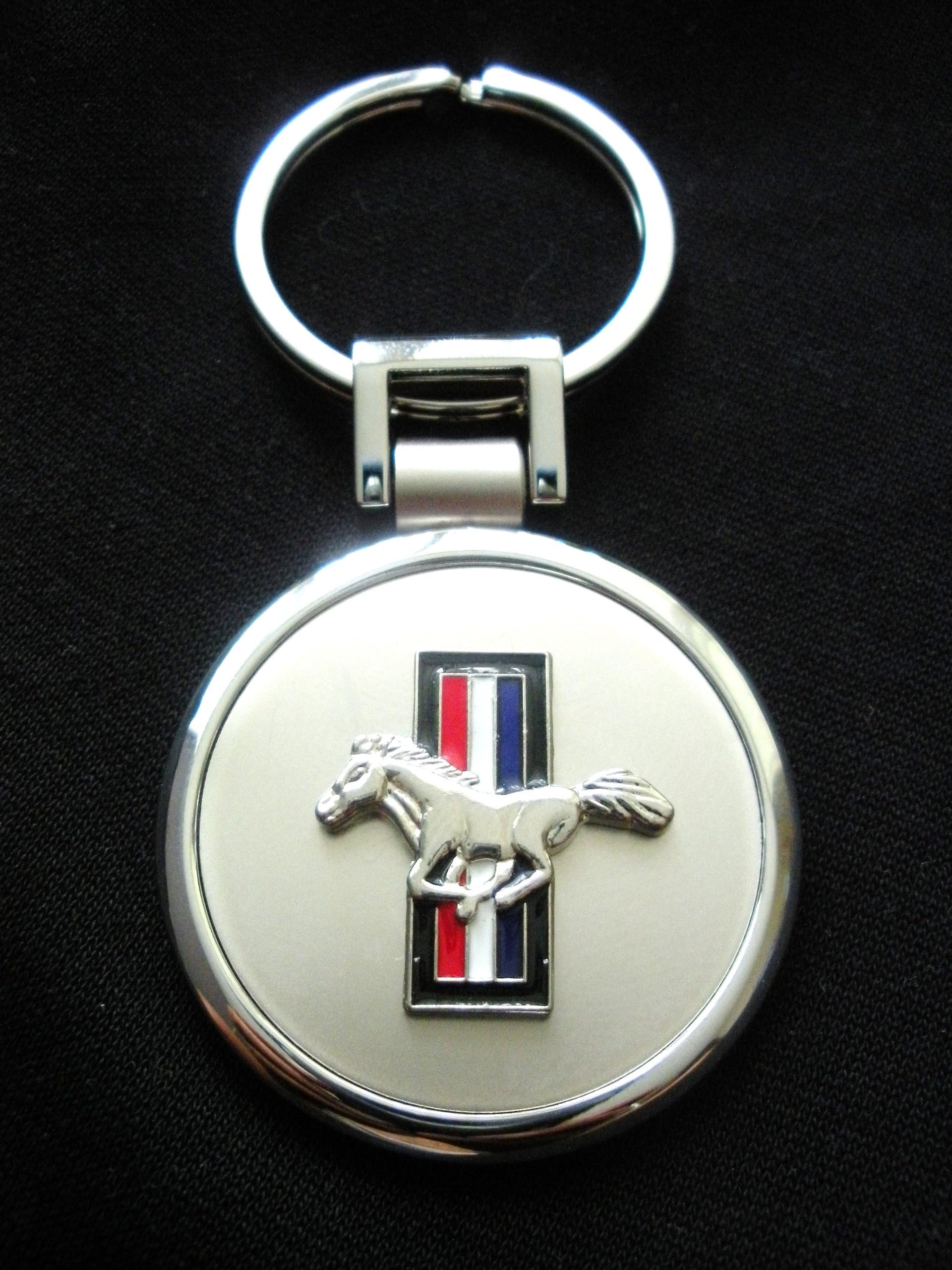 Mustang Brushed Chrome & Silver Keyring