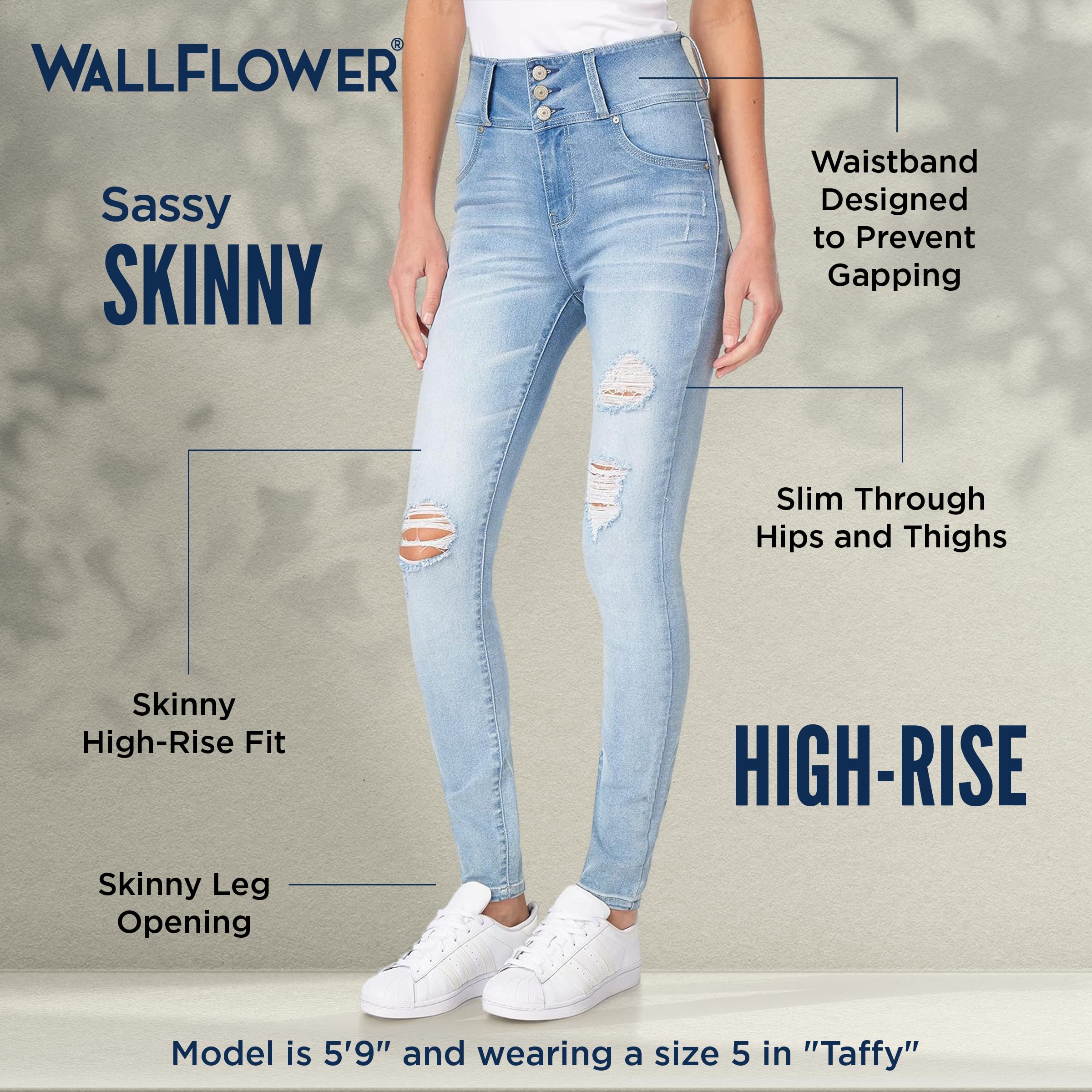 WallFlower Instasoft Sassy Vaqueros Ajustados de Talle Alto - Jeans Mujer
