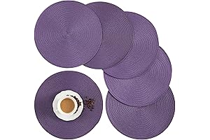 Purple Placemats - Set of 6 Round Place Mats for Your Kitchen or Dining Table