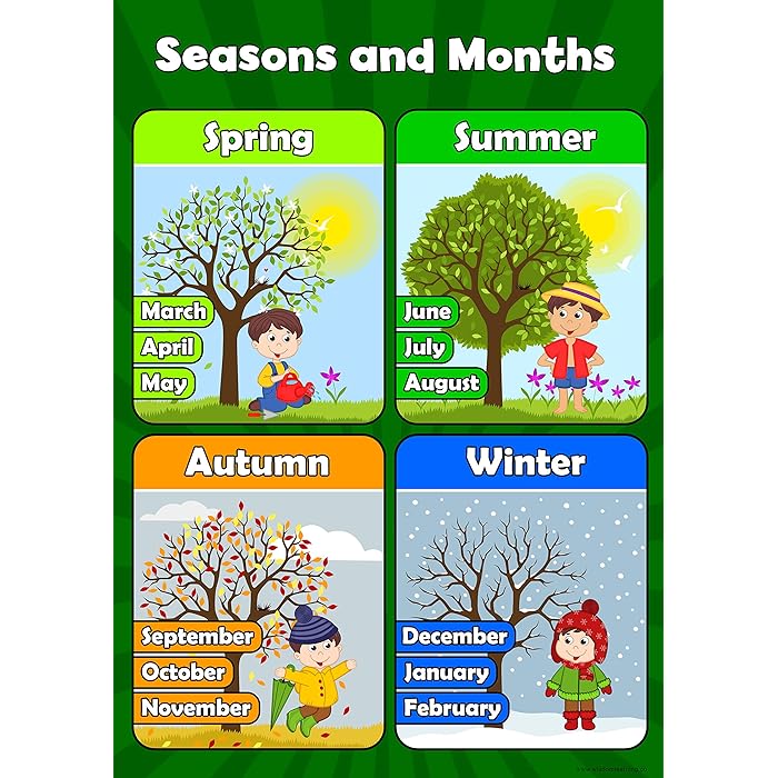 Buy Seasons And Months Learn Childrens Wall Chart Educational 