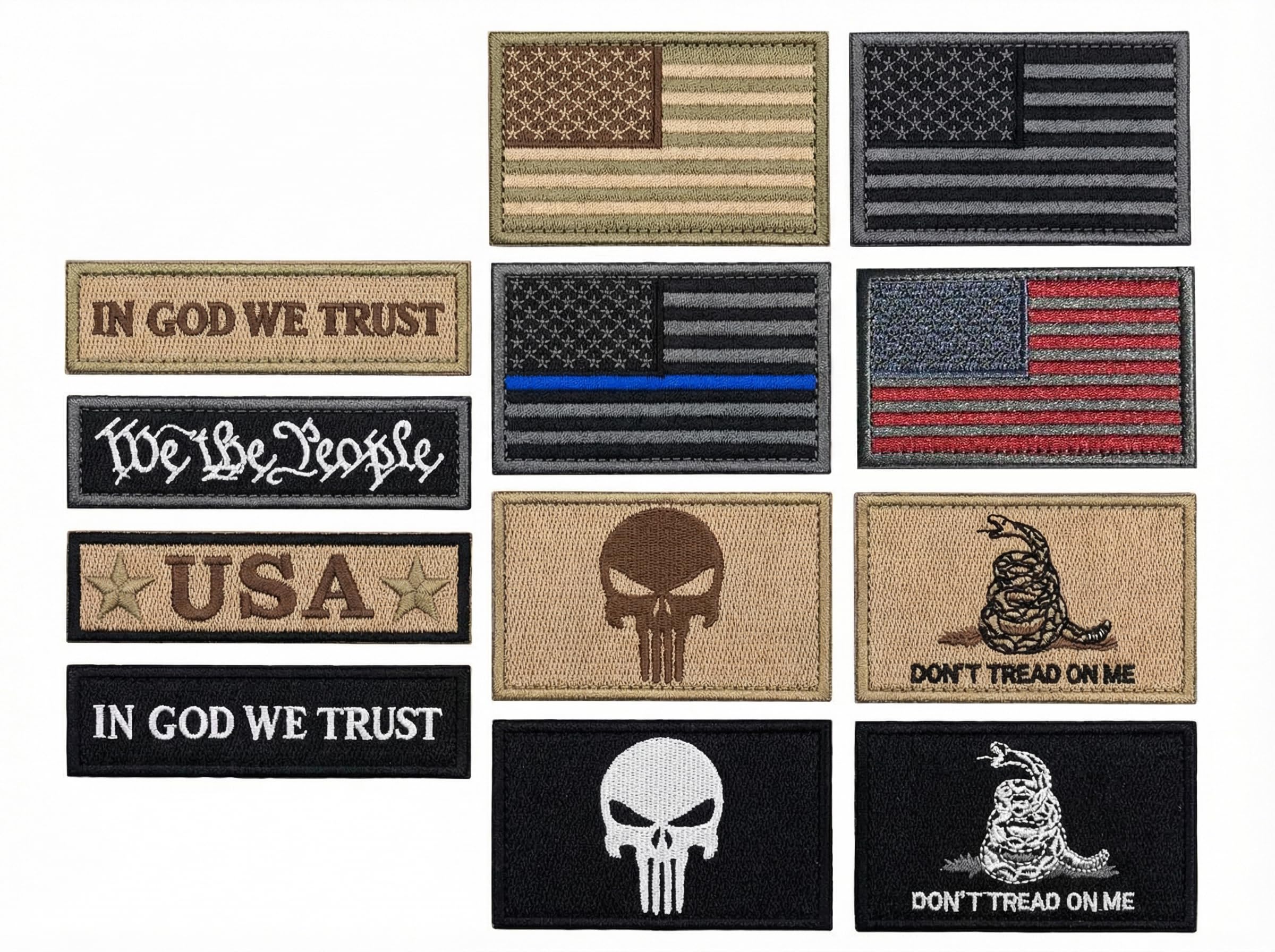 Bundle 12 Pieces USA Flag Patch Thin Blue Line Tactical American Flag US United States Military Morale Patches Set for Caps,Bags,Backpacks,Tactical Vest,Military Uniforms (D-USA Patch)-image-12