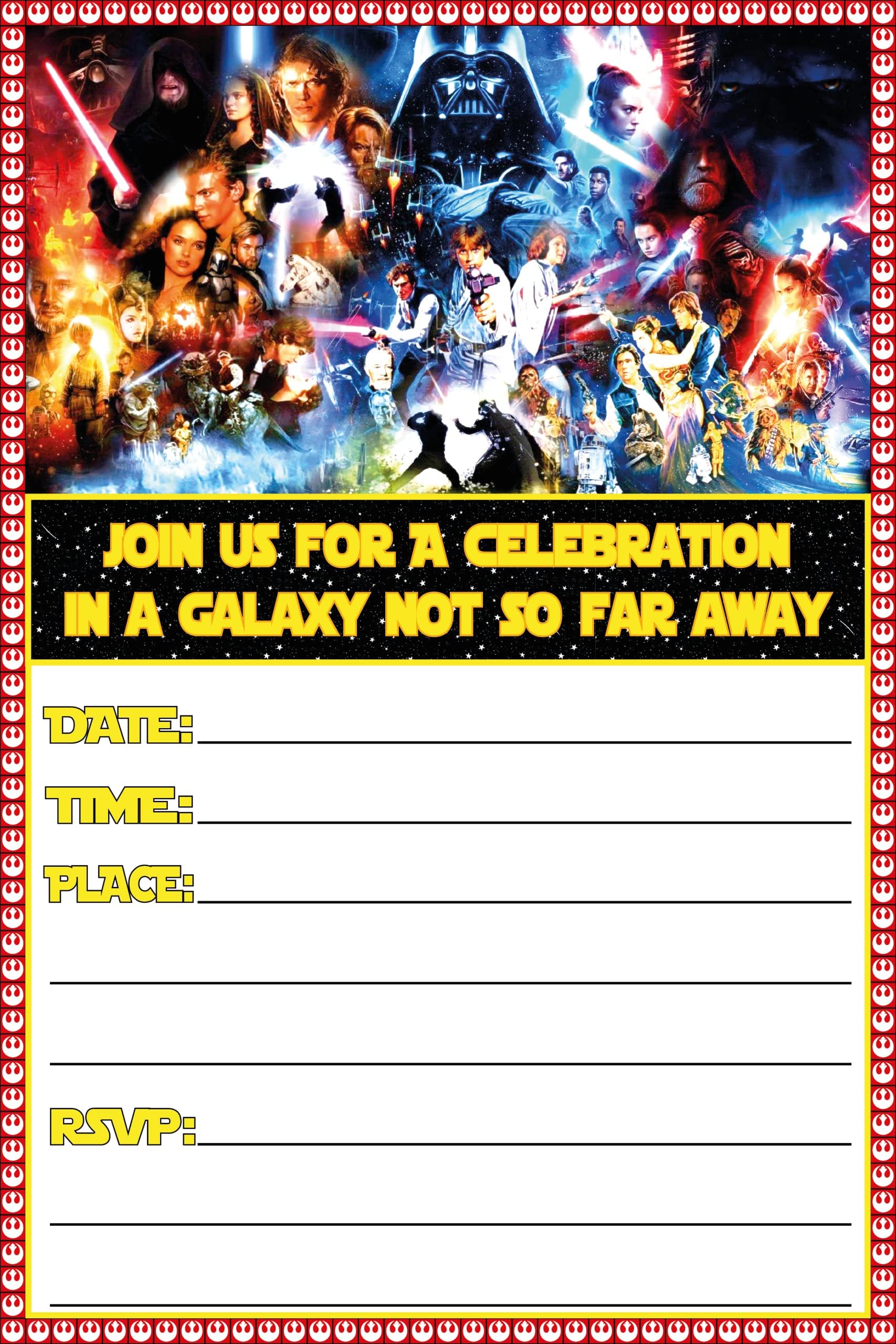 Set of 20 Galactic Adventure-Themed Happy Birthday Invitation Cards & Envelopes – Lightweight (240g), Postcard Style Invites for the Perfect Party Pack