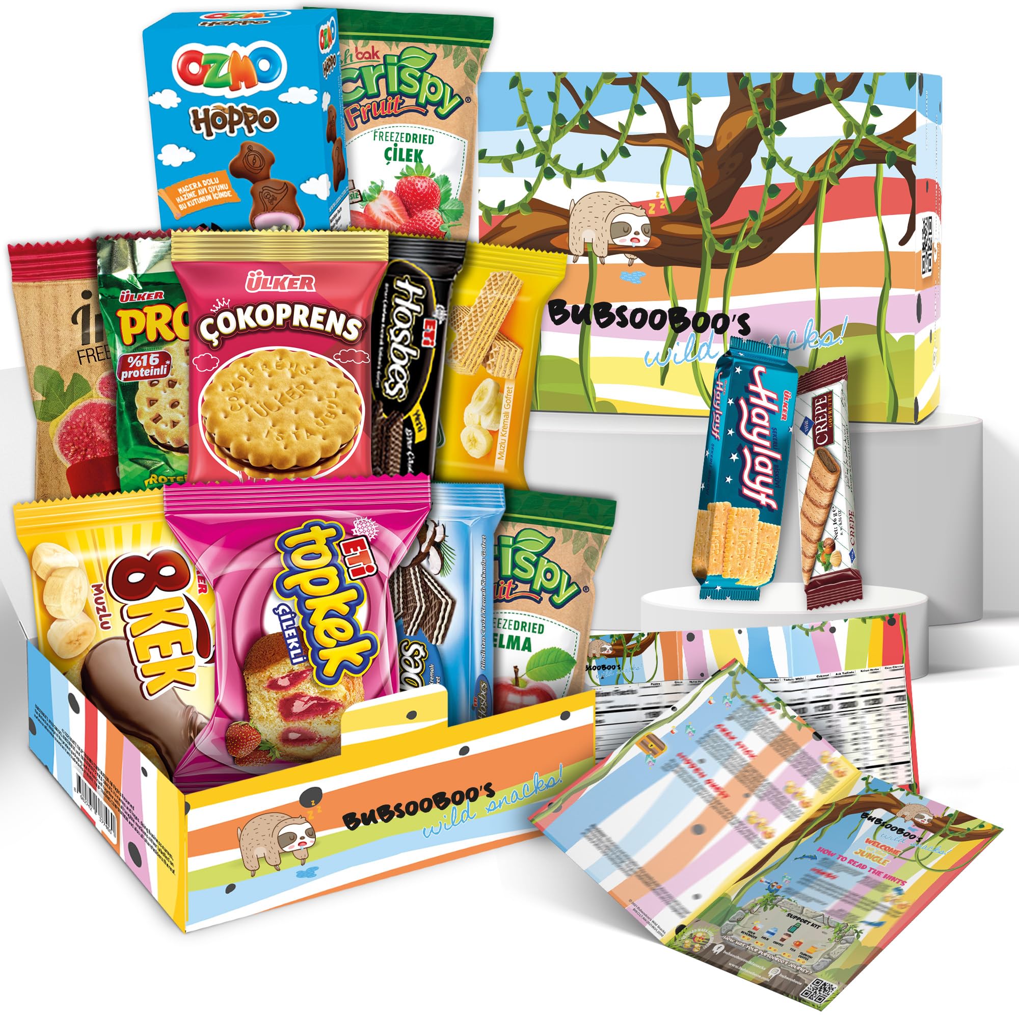 Midi Snack Box | Extraordinary Present for Special Moments | Multipack Hamper Gift of Sweet Candy | American Alike Old Fashioned Retro Turkish Treats | Paradise Jungle Themed Box | 11 Full-Size Snacks