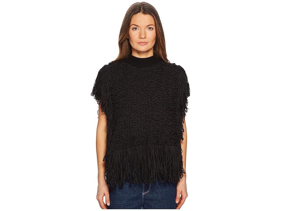 

Sonia Rykiel Mini Poncho w/ Cotton Fur (Black) Women's Clothing
