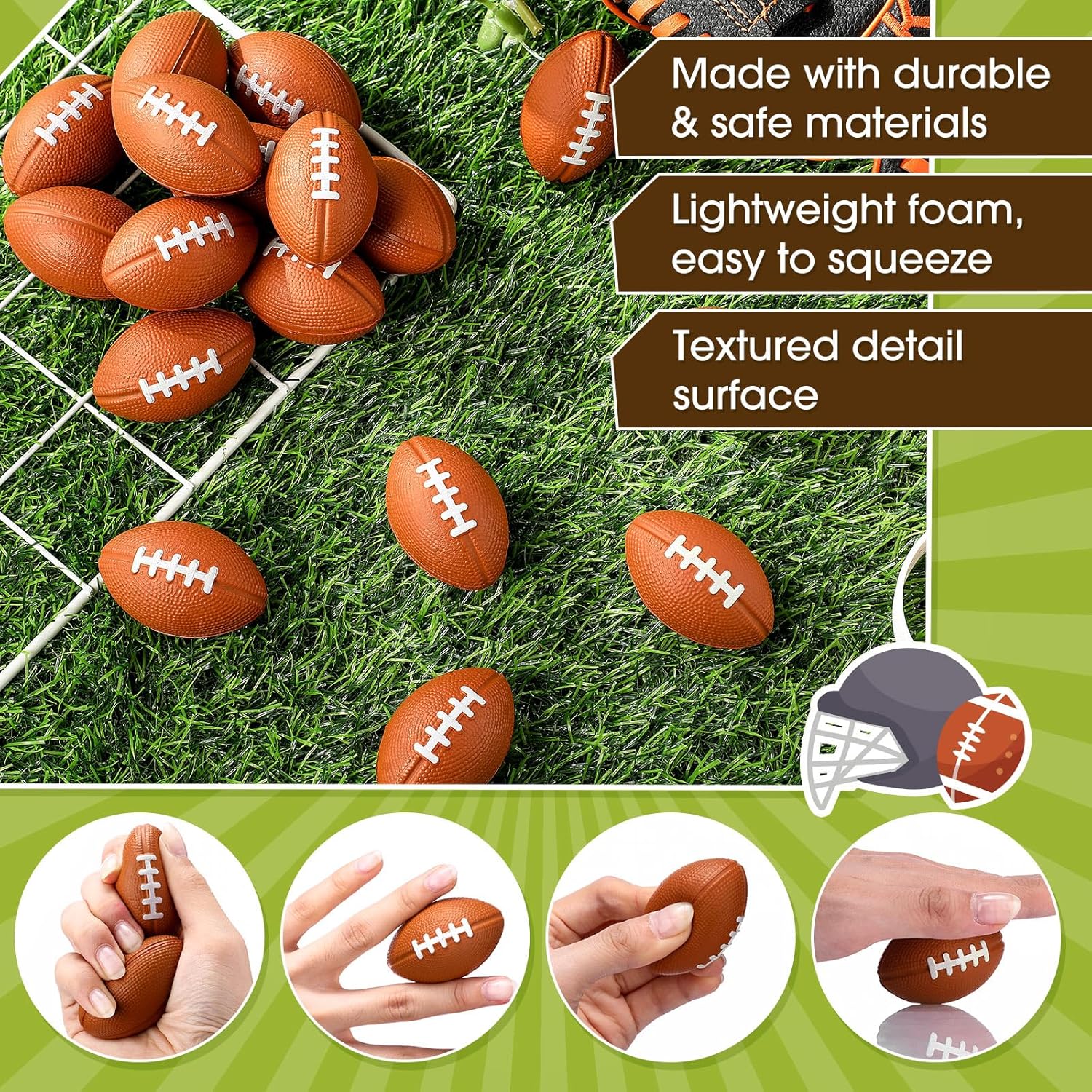 Jerify 120 Packs 2 Inch Mini Football Sports Stress Ball Bulk Mini Foam Football Foam Stress Balls for School Carnival Reward, Chrismas Party Bag Gift Fillers - Image 7