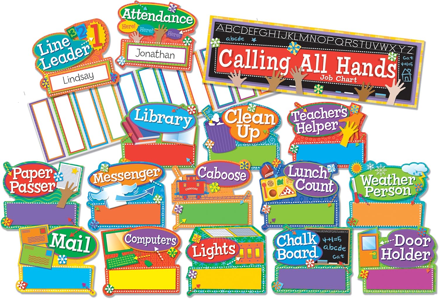 Amazon Com Eureka Hands On Management Center Job Chart Back To School Mini Bulletin Board Set 41 Pc 6 5 W X 26 L Office Products