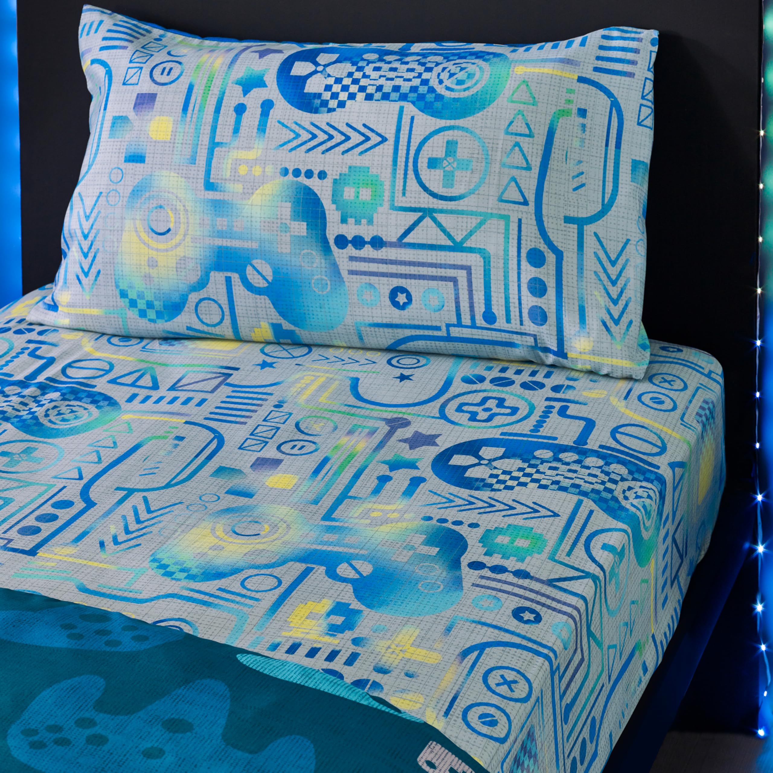 Julian Charles Grey Catherine Lansfield Gamer /Blue Fitted Sheet - Single