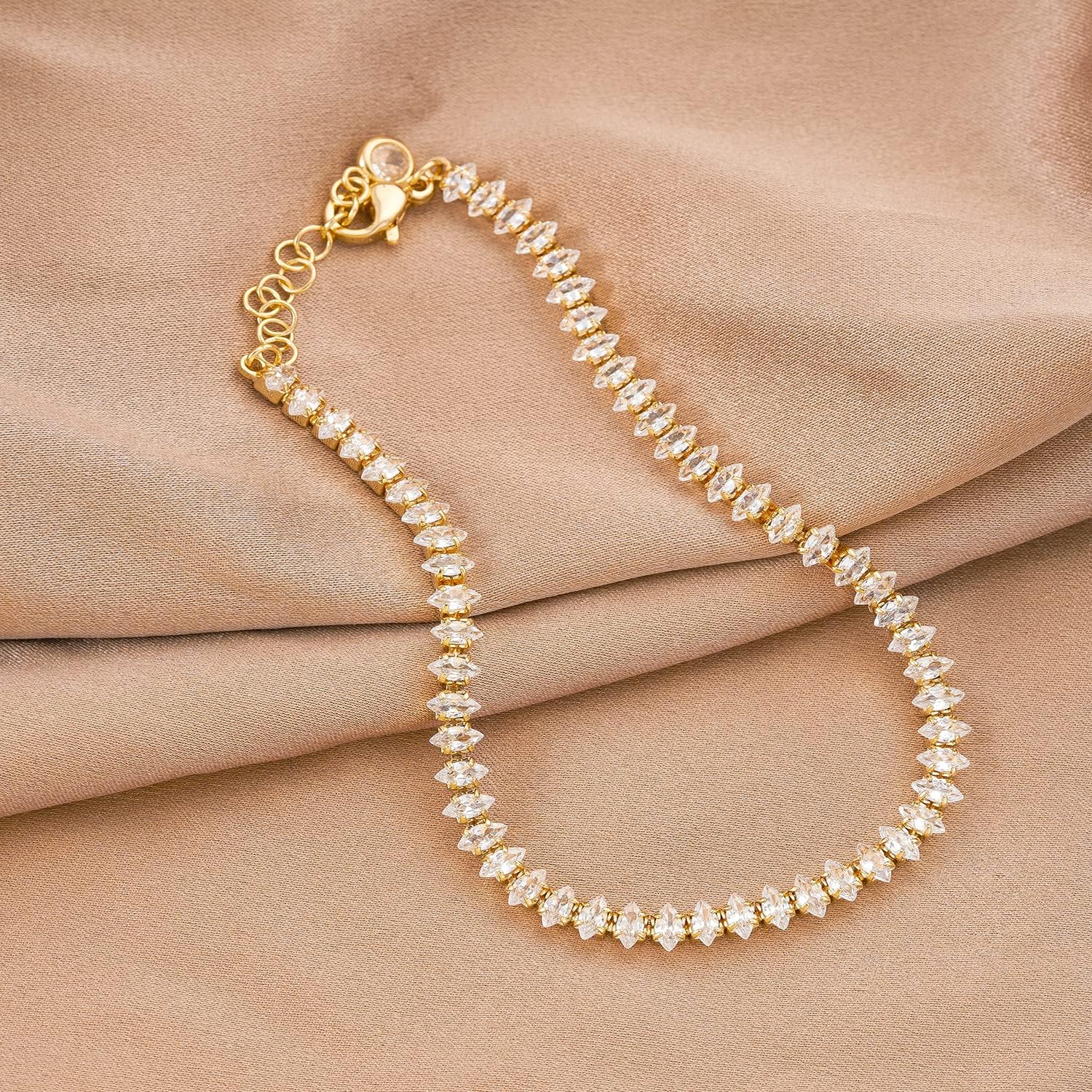 BENEIGE Gold Tennis Bracelet for Women 14K Gold Gold Bracelets for Women Diamond CZ Dainty Adjustable Bangle Bracelet Fashion Jewelry for Women - Image 5