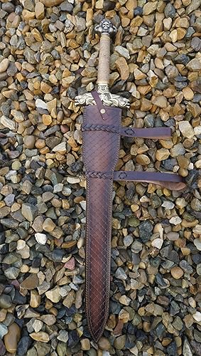 Miniatura 3 de Auténtica réplica de espada Conan Atlante forjada a mano hecha a mano de acero 1095 plegada de acero fuerte con funda de cuero y par de muñequeras