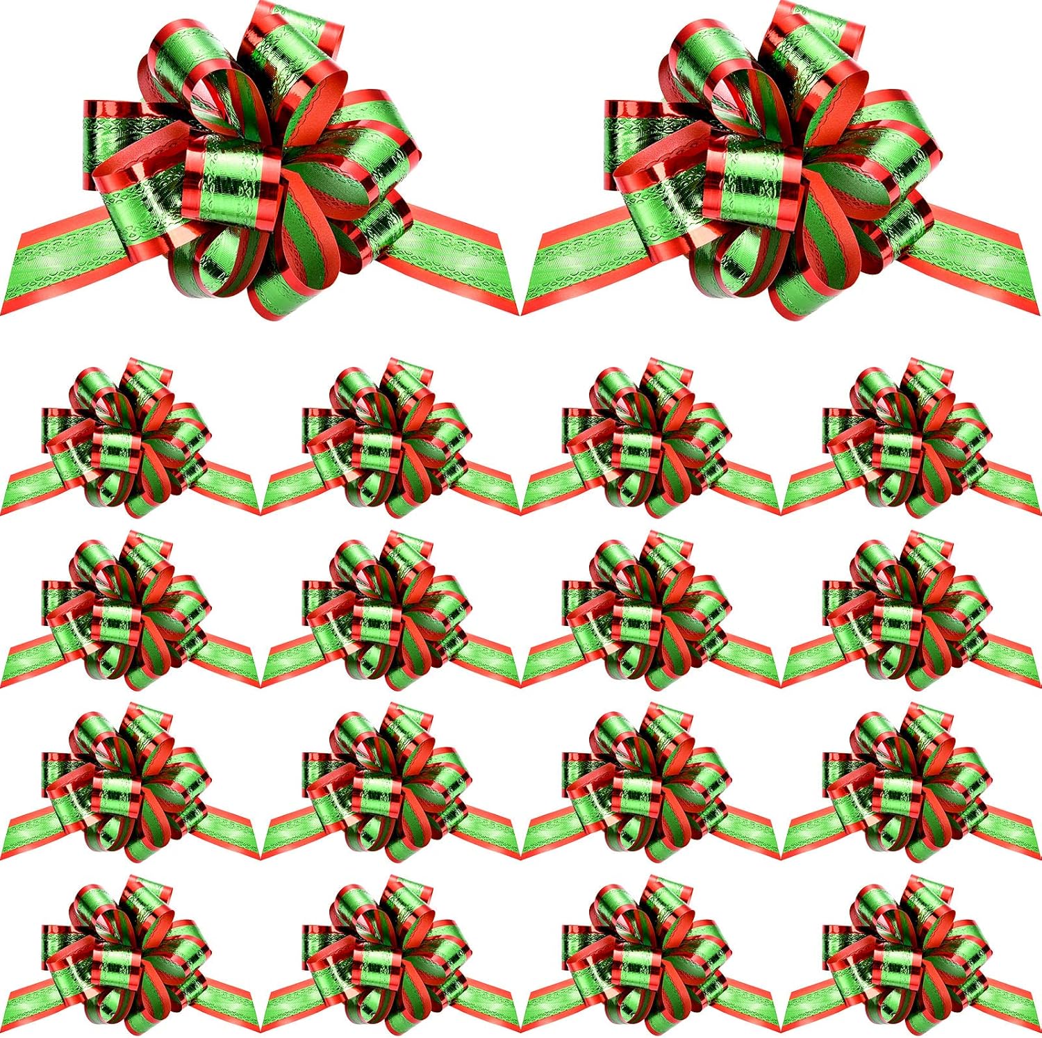20 Pieces Christmas Pull Bows Metallic Christmas Bows with Ribbons