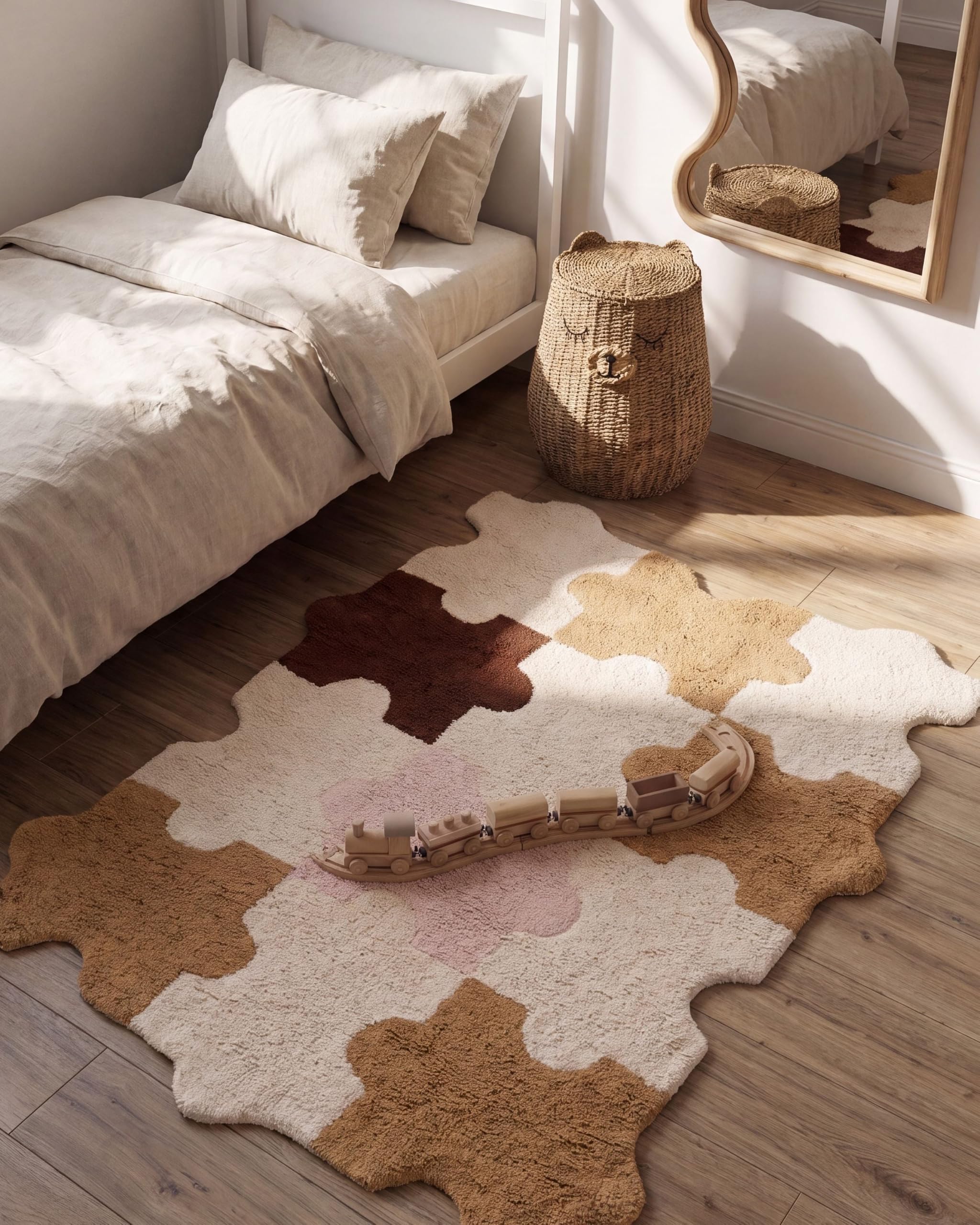 Tappeto per bambini multicolore in cotone con motivo puzzle 90 x 120 cm