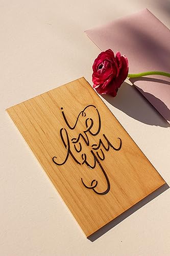 Miniatura 4 de Tarjeta de madera con texto en inglés "I Love You" (regalos personalizados, mensaje personalizado, aniversario, boda, cumpleaños, solo porque sí)