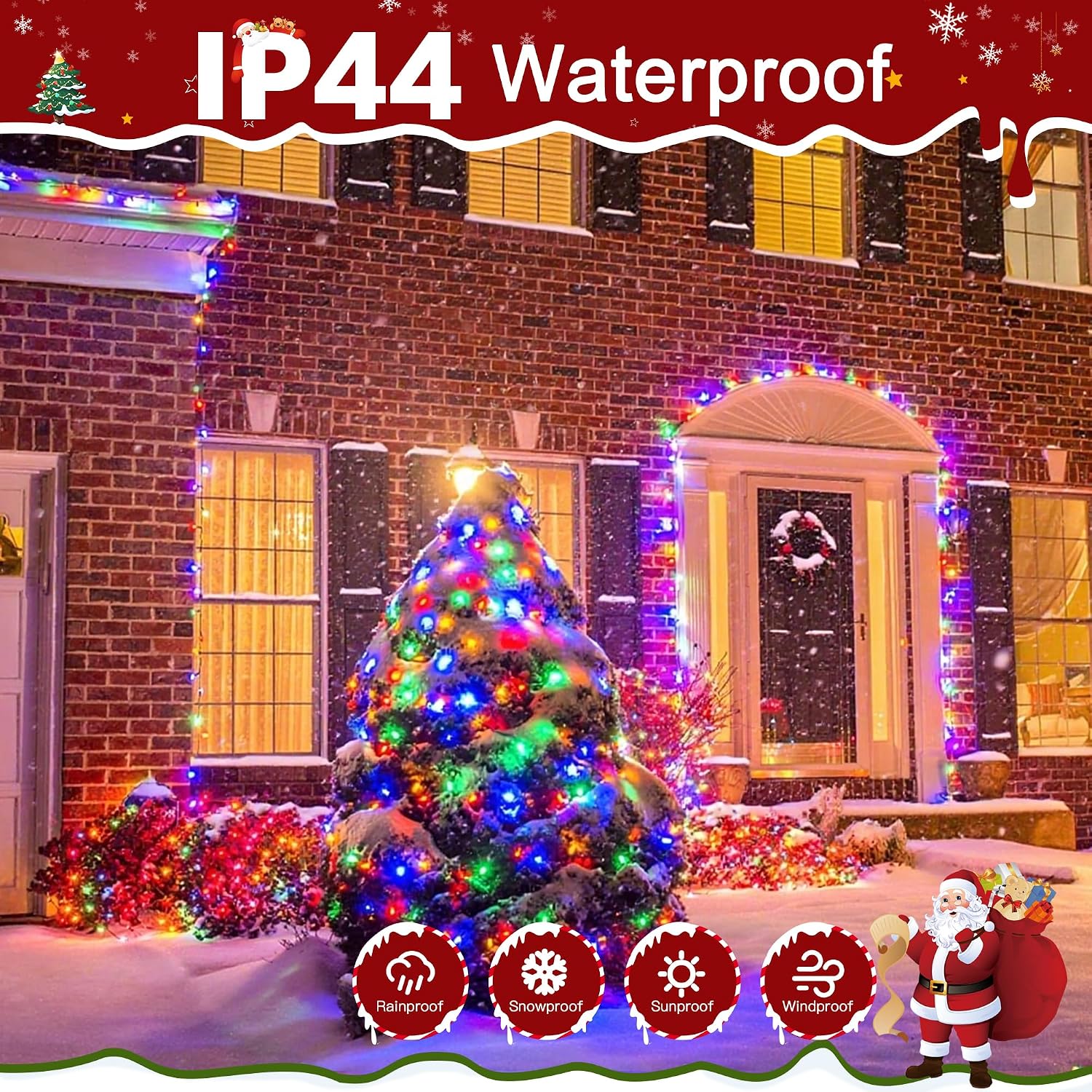 394FT 1200 LED Christmas Lights Outdoor, Multicolored Christmas Tree Lights Plug in, 8 Modes Twinkle String Light for Bedroom Wedding Party Ceiling Xmas Home Decorations