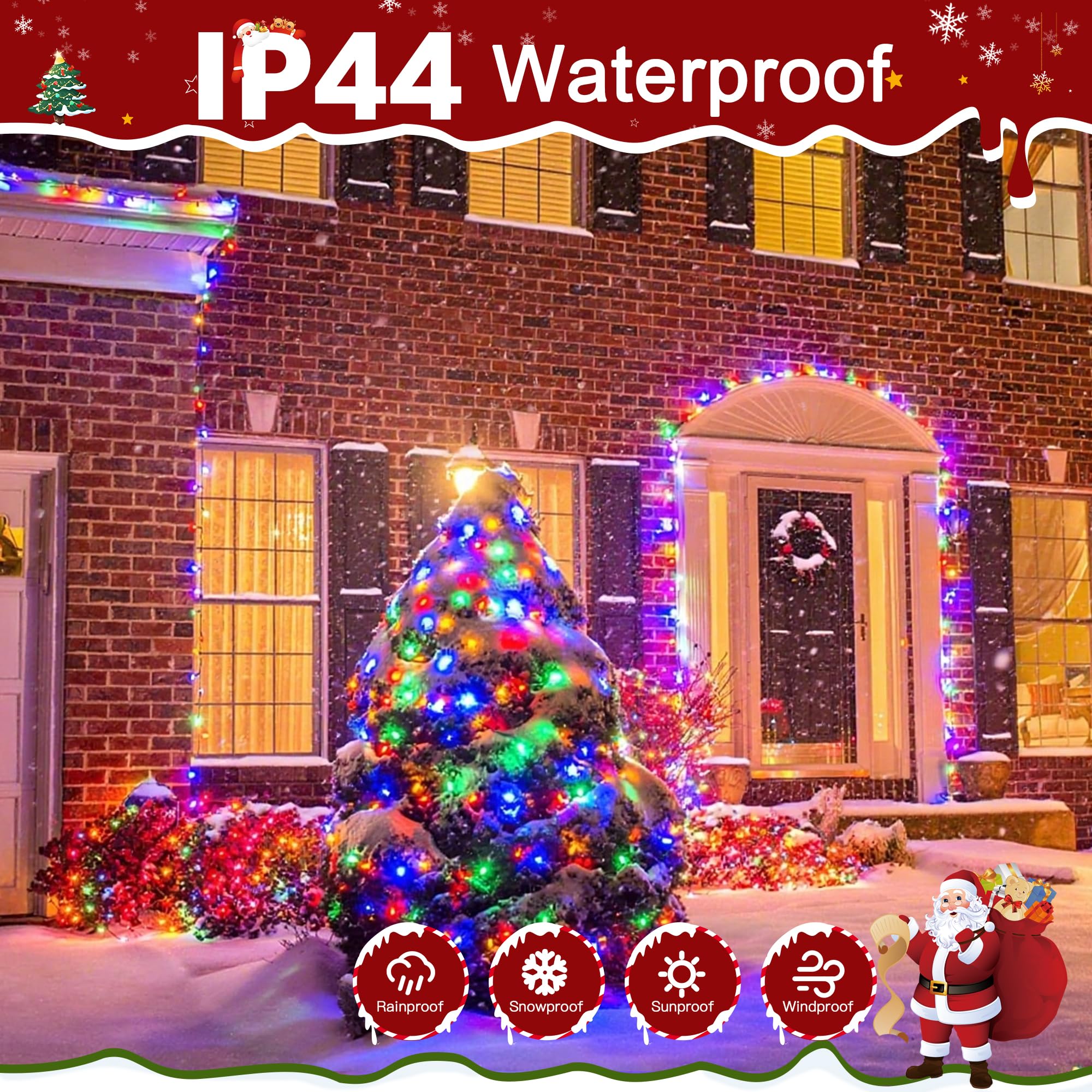 1200LED Weihnachtsbeleuchtung Outdoor Wasserdicht M Mehrfarbig