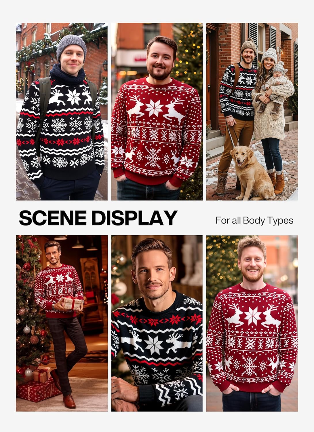 RQP Men's Ugly Christmas Sweater Crewneck Pullover with Reindeer,Cozy Knit Pullover for Holiday - Image 5