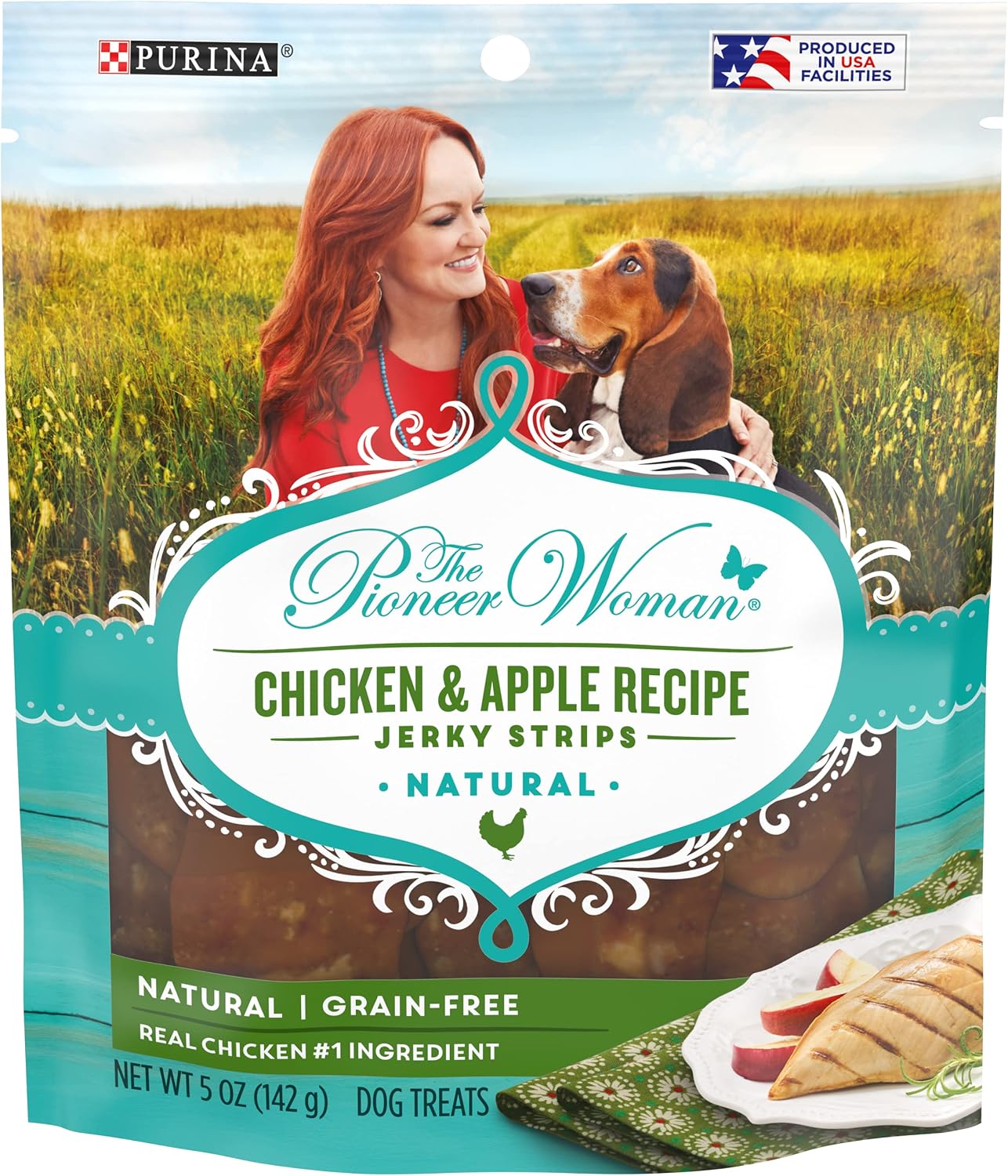 The Pioneer Woman Natural Jerky Grain Free Dog Treats, Chicken & Apple Recipe Jerky Strips - 5 Ounce (Pack of 6)