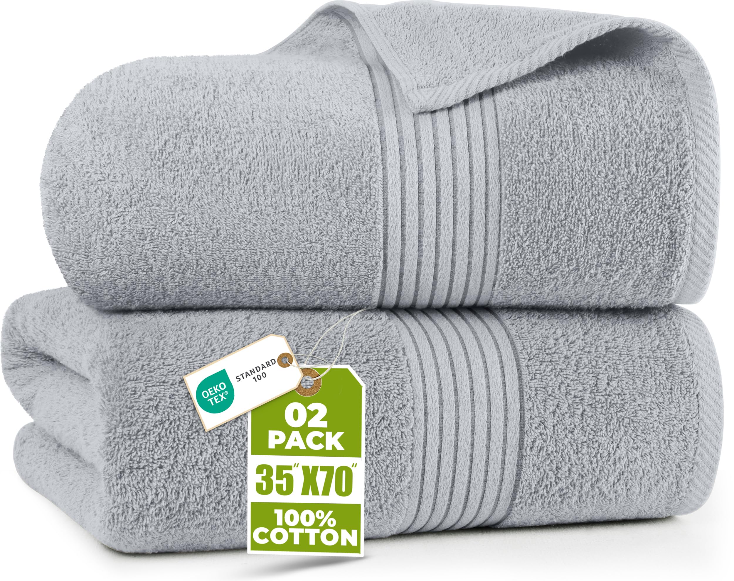 utopia towels bath sheets 35x70 inches 100% cotton soft and absorbent 2 pack cool grey