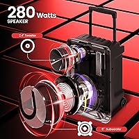 Vista 3 de Pyle 8’’ Portable PA Speaker System - 280 Watts PA & Karaoke Speaker with Two Wireless & 1 Wired Microphone, Wireless Bluetooth Streaming, Flashing