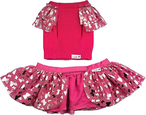 Miniatura 2 de Doggy Parton Conjunto de falda de suéter con volantes para perros - XS