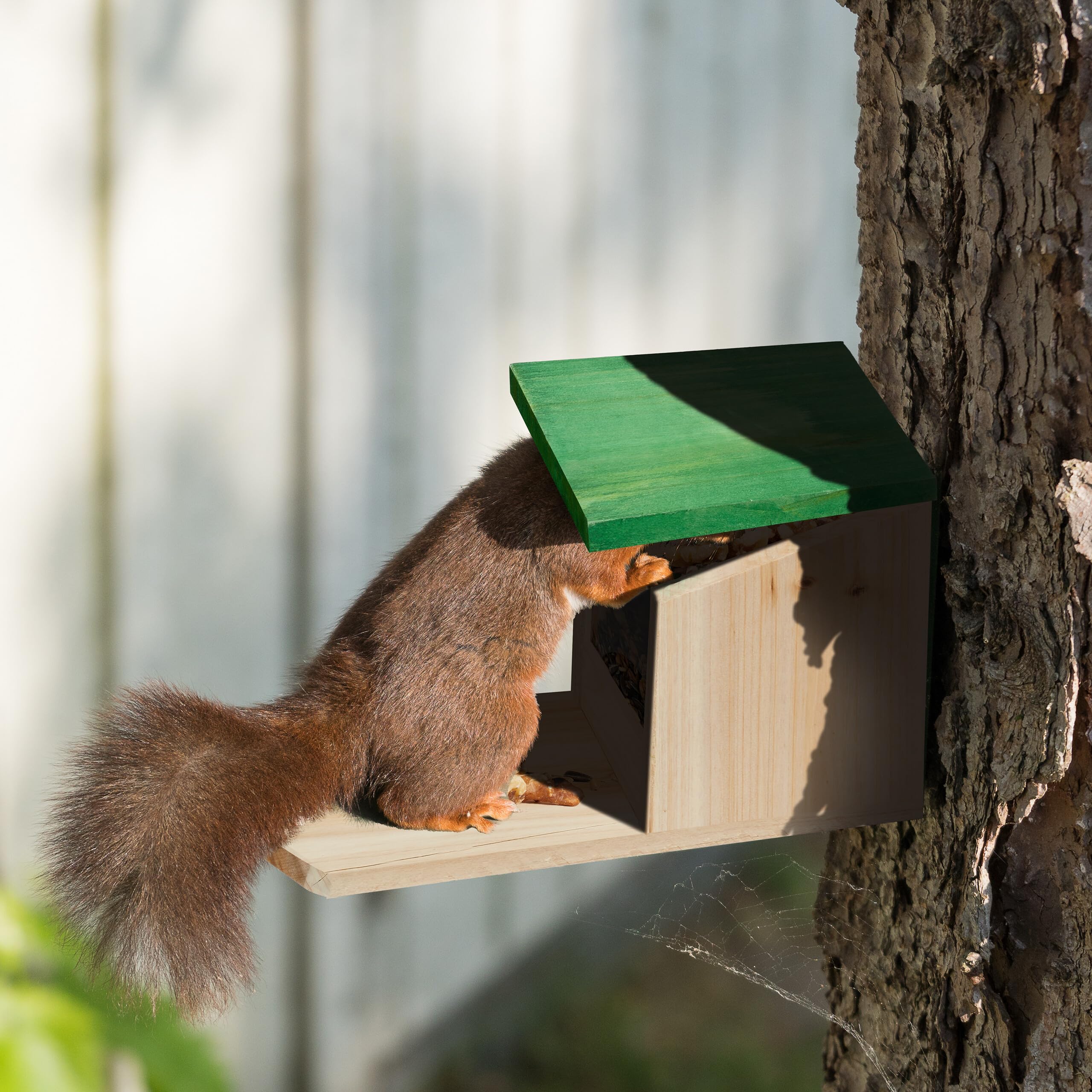 Mangiatoia Per Scoiattoli Relaxdays - Legno Di Abete, 17.5x14x25 Cm, Da Appendere