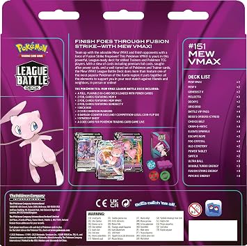 Pokémon TCG: Mew VMAX League Battle Deck (60 cards Ready to Play Deck, 4 Foil V Cards and 2 Foil VMAX Cards), Black