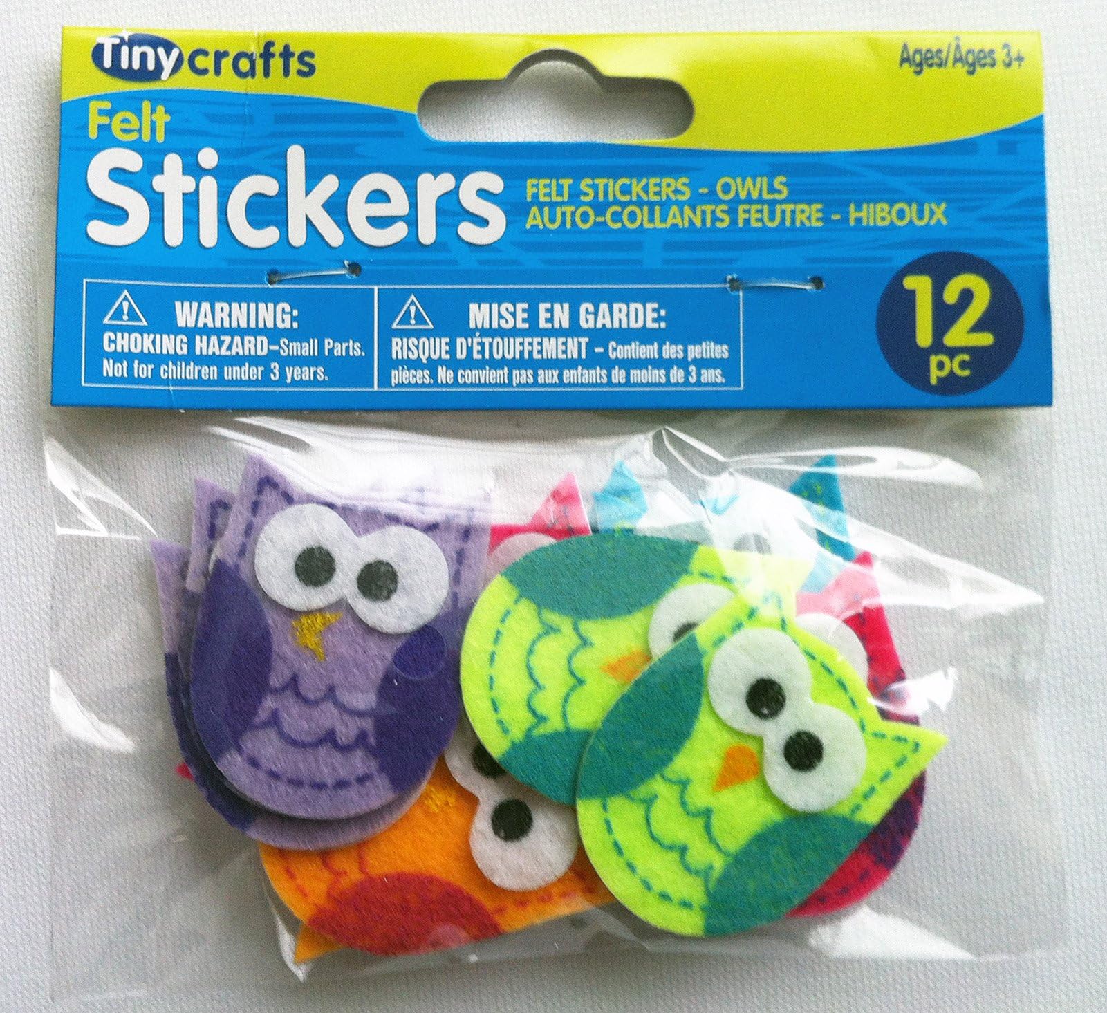 Owl Felt Stickers - 12 Pieces - 1.5"H x 1.25"W