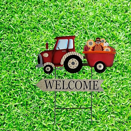 Miniatura 6 de T&Garice Juego de 4 estacas de metal rústico intercambiables para patio con letreros de temporada para el 4 de julio, cosecha de otoño, Navidad,