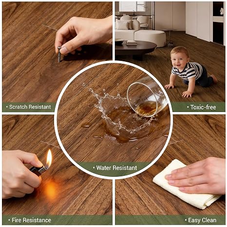 Luxury Vinyl Plank Flooring, Interlocking Click Lock 2G Technology, Soundproof Waterproof LVP Flooring Tile,Use for Kitchen Bathroom Office(Hill Hickory, 535.8Sq.Ft(Pallet/25 cartons))