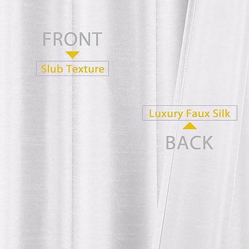 Miniatura 3 de Uptown - Cortinas de seda sintética para ventana de sala de estar 2 paneles de cortina blanca texturizada de 96 pulgadas de largo cortinas de lujo